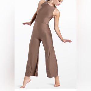 Balera Metallic Jersey Jumpsuit in Mocha NV12222